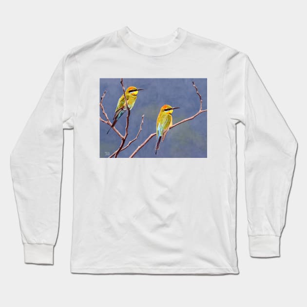 Rainbow Bee-eaters Long Sleeve T-Shirt by kokayart